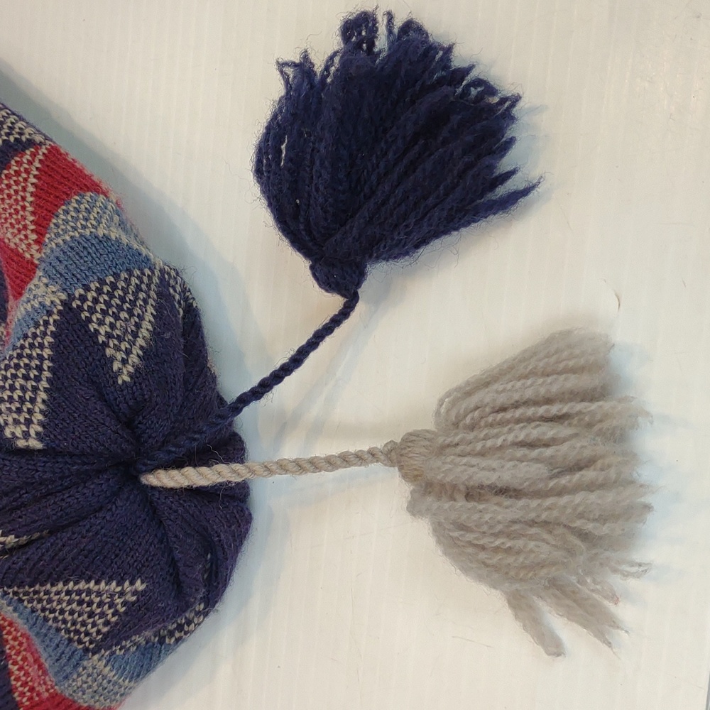 EMS Wool Geo Design Greek Key Tassel Ear Covering Fleece Inner Headband Beanie - Picture 14 of 14
